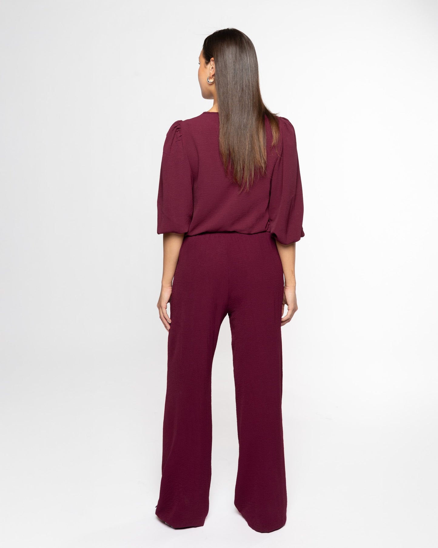 JULIE PUFF SLEEVE TOP BURGUNDY