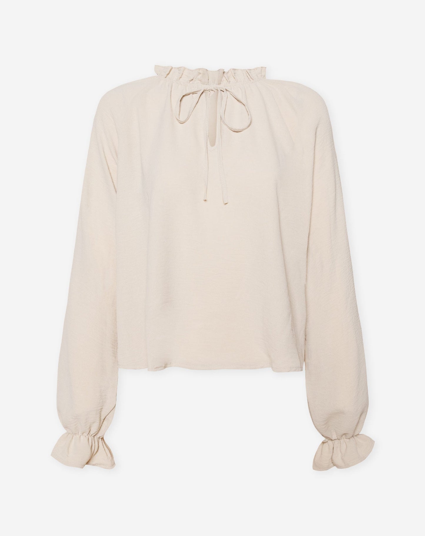JULIE RUFFLE CORD TOP BEIGE