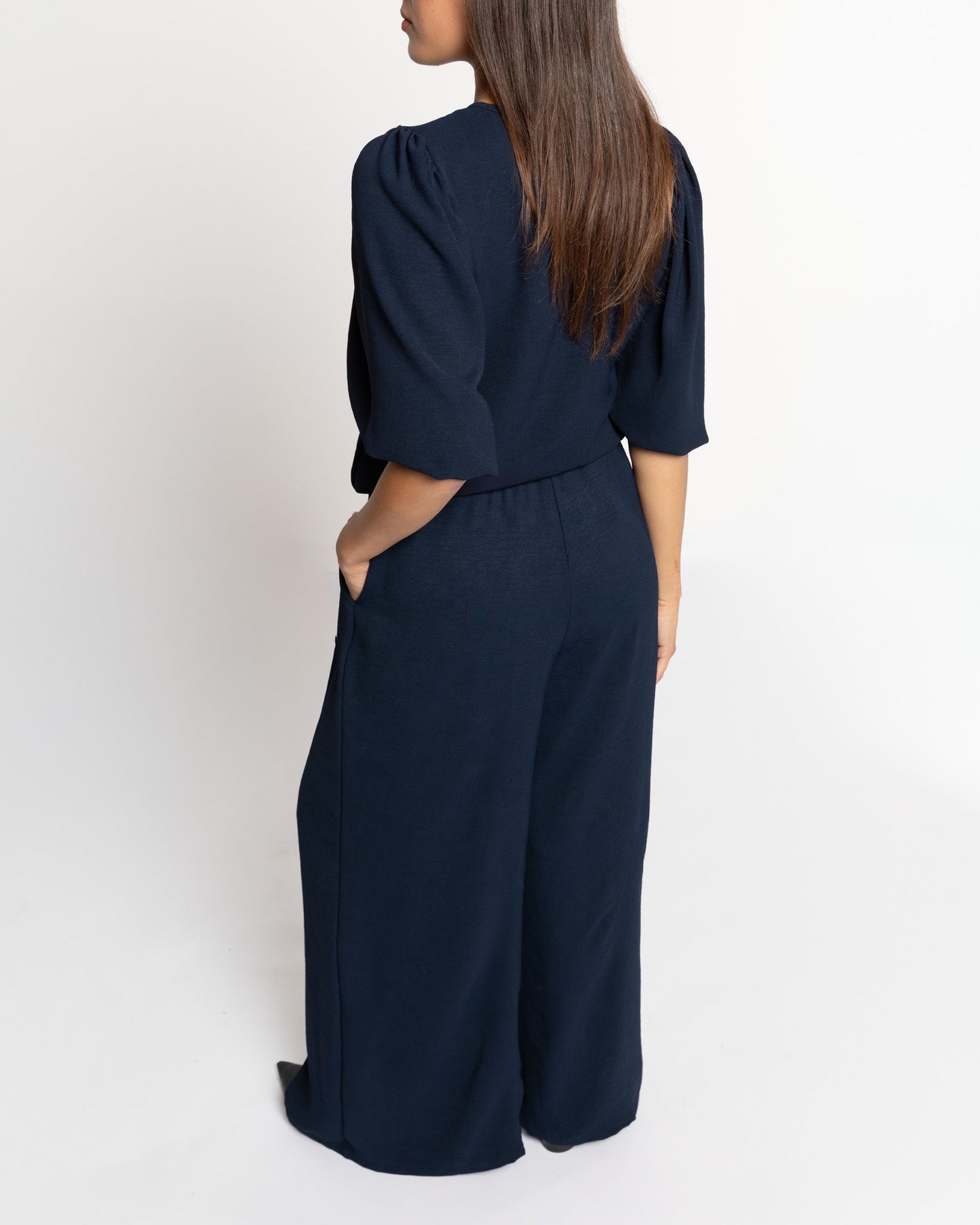 JULIE WIDE LEG PANTALON TALL MARINEBLAUW