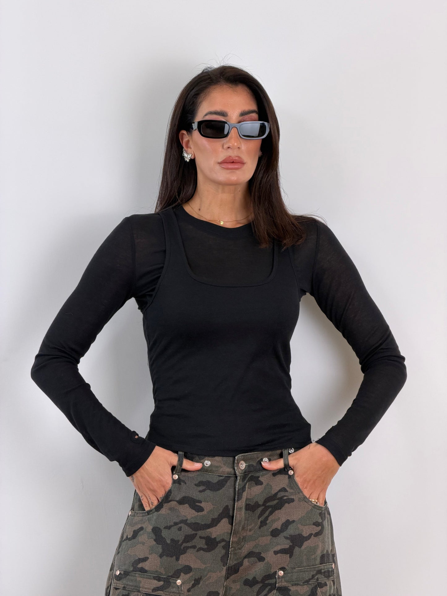 T-shirt layered nera 50341