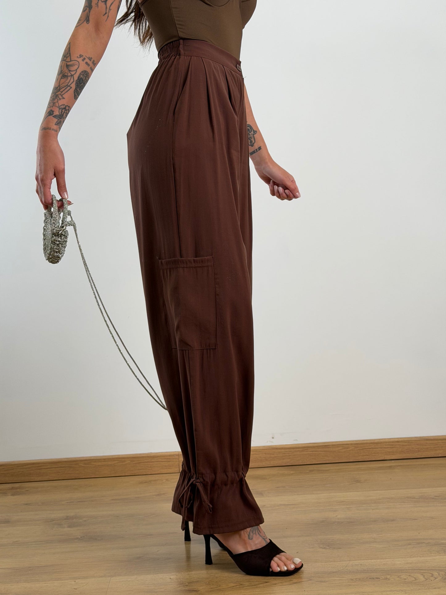 Pantalone Harem marrone 11528.
