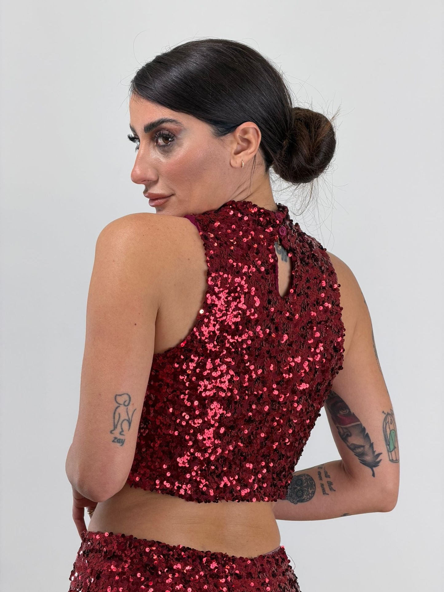 Top paillettes ROSSO 6528