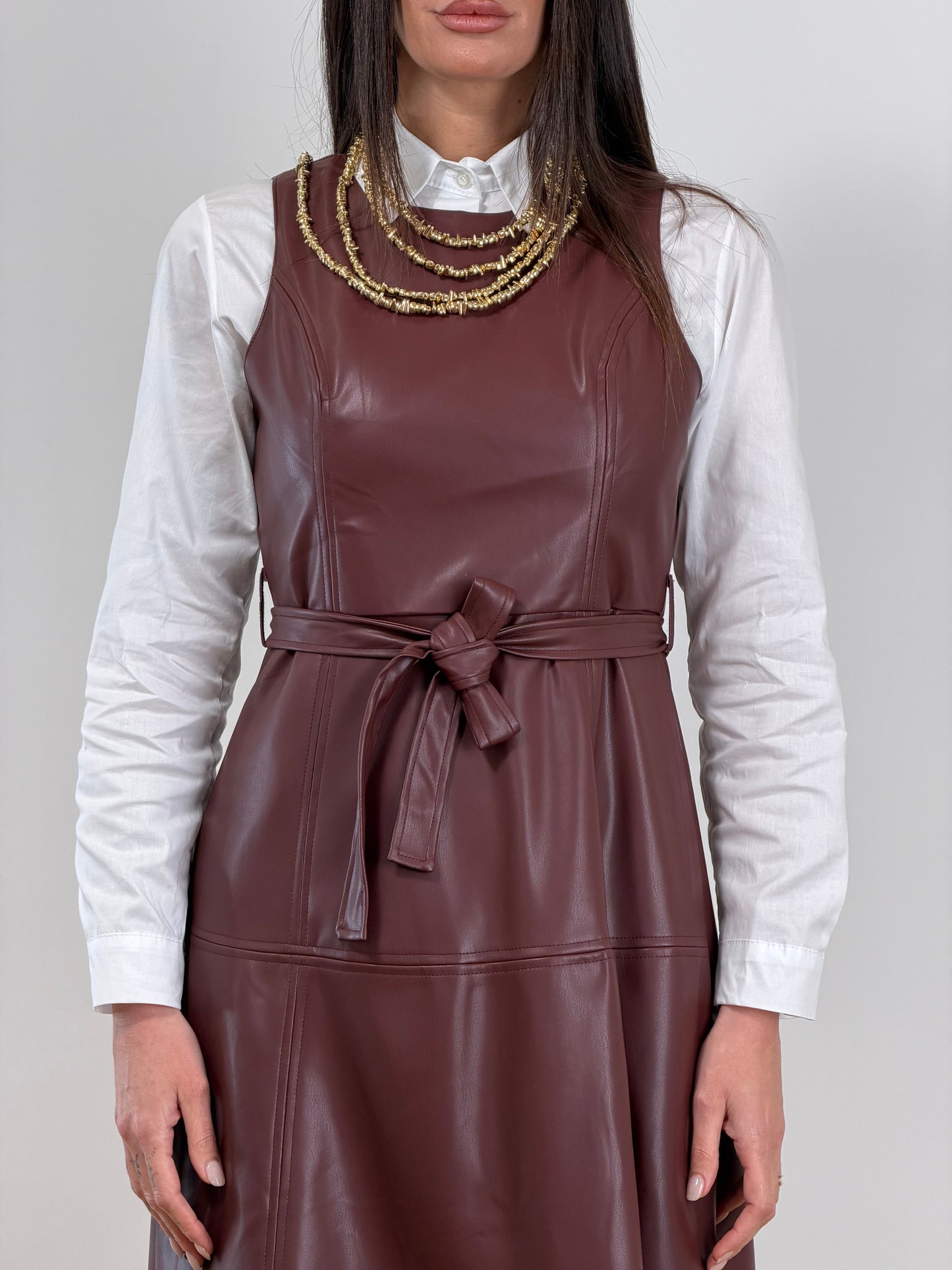 Abito longuette ecopelle bordo 20855