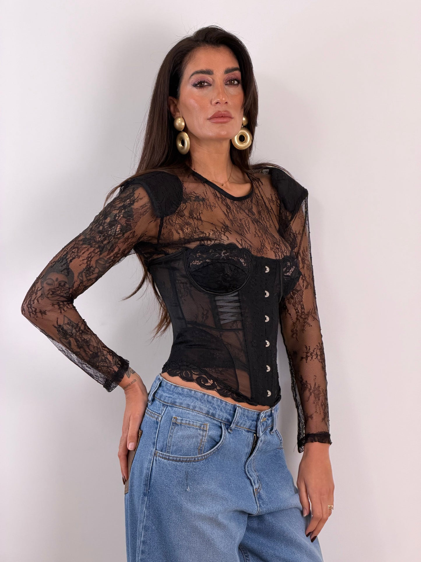 Corsetto pizzo black 6901