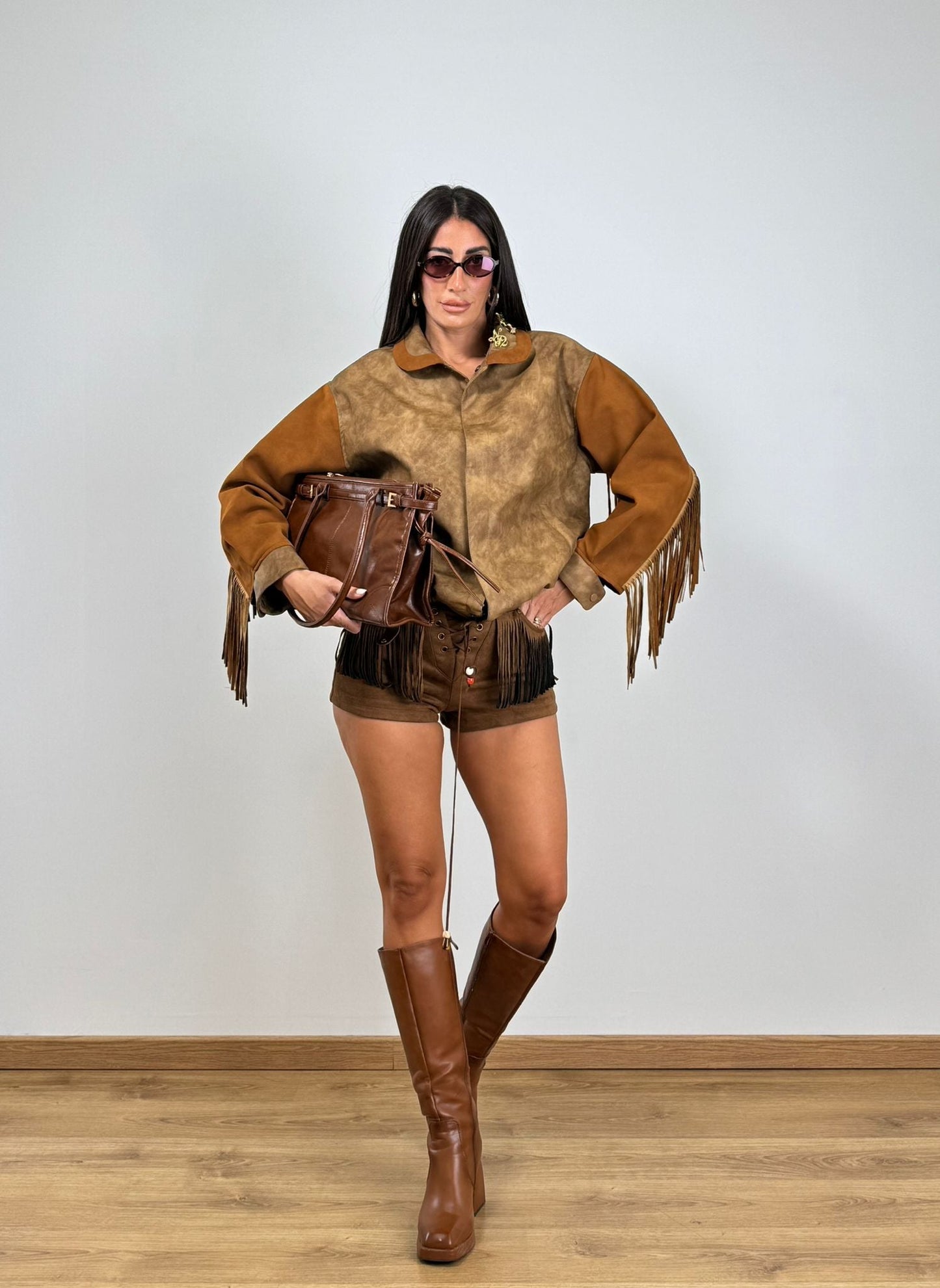 Short Camoscio frange 43620