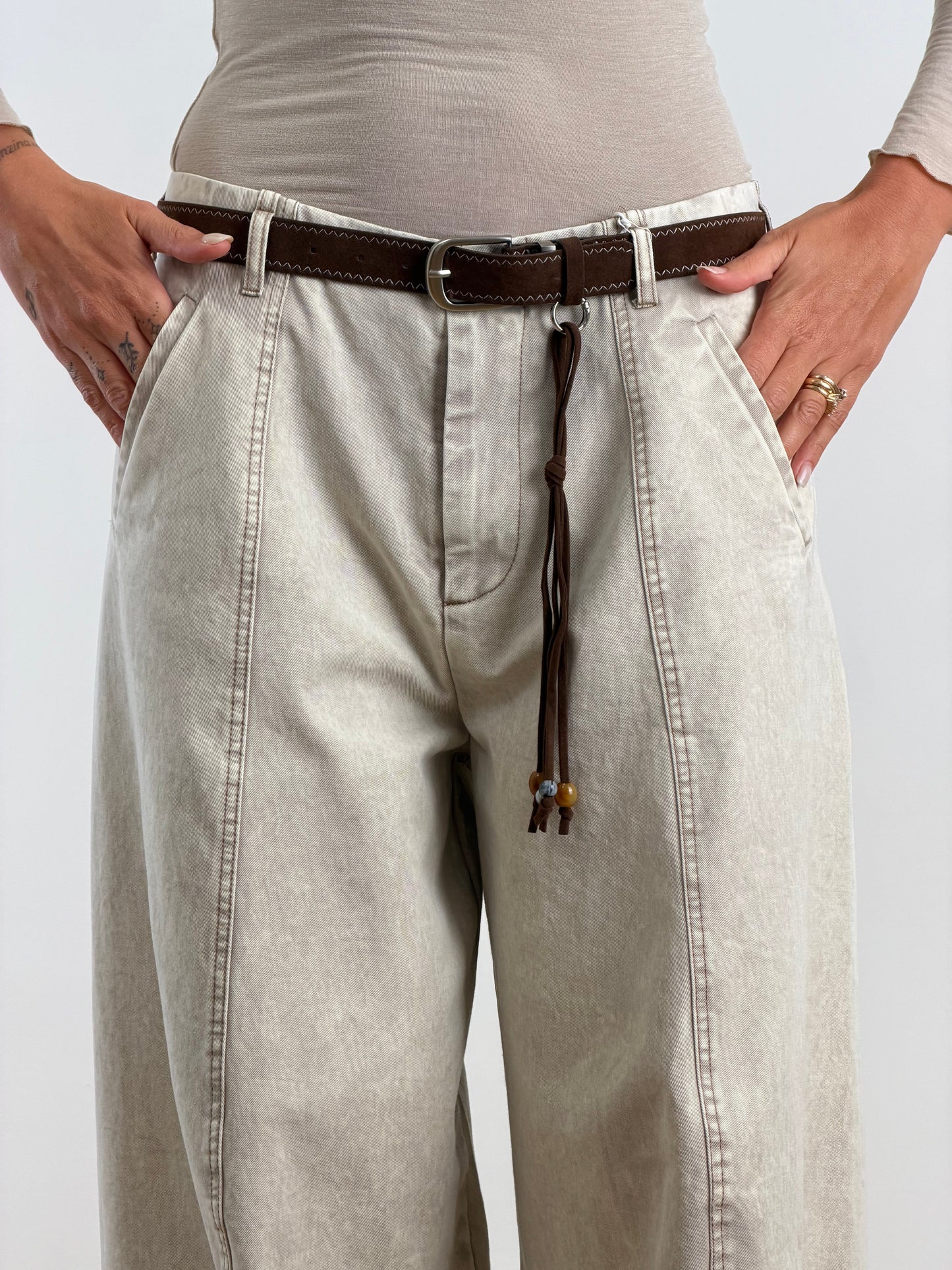 Jeans ballon beige/marrone TR811