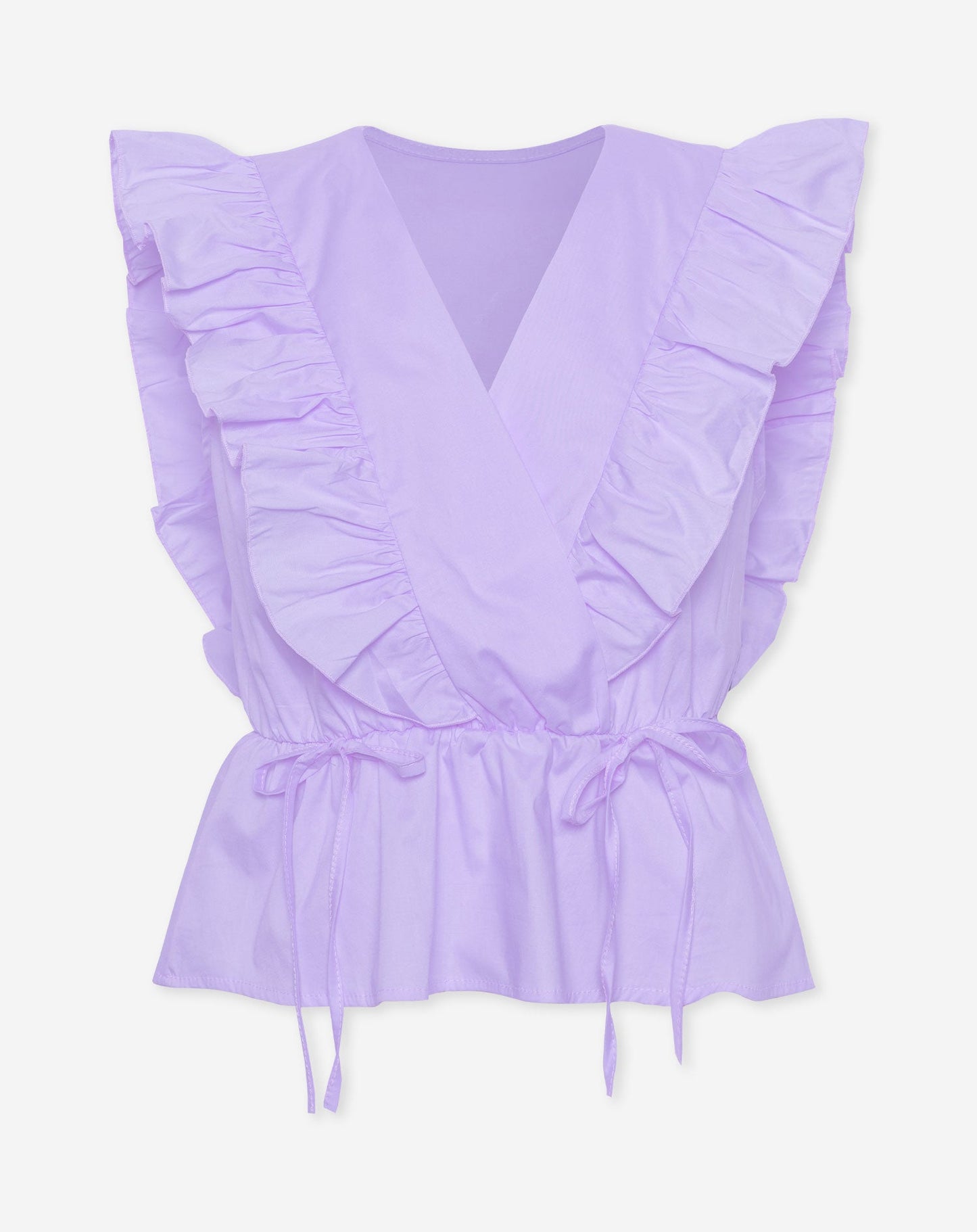 JADE SLEEVELESS POPLIN RUFFLE TOP LILA