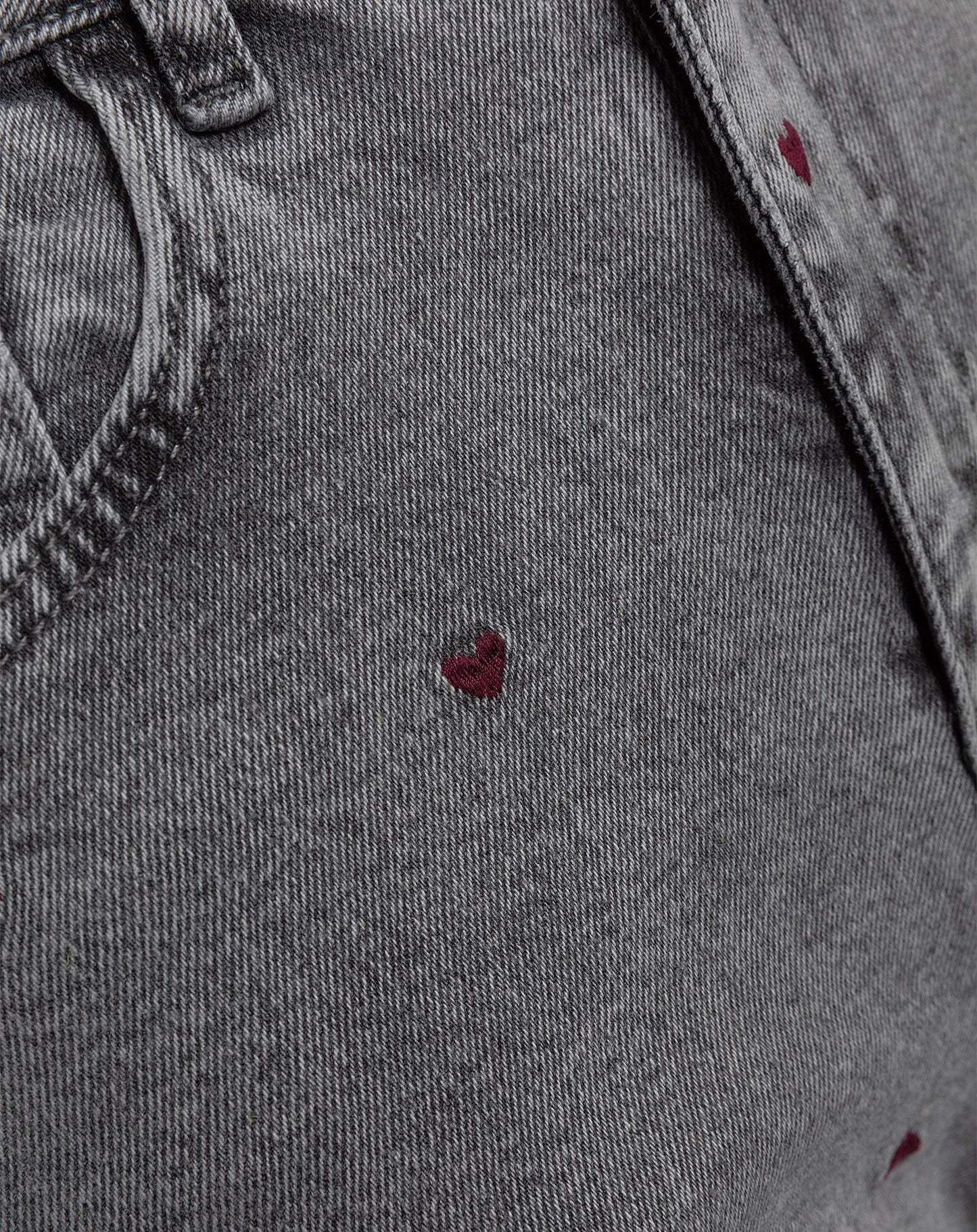 HEART BOOTCUT JEANS GRIJS BURGUNDY
