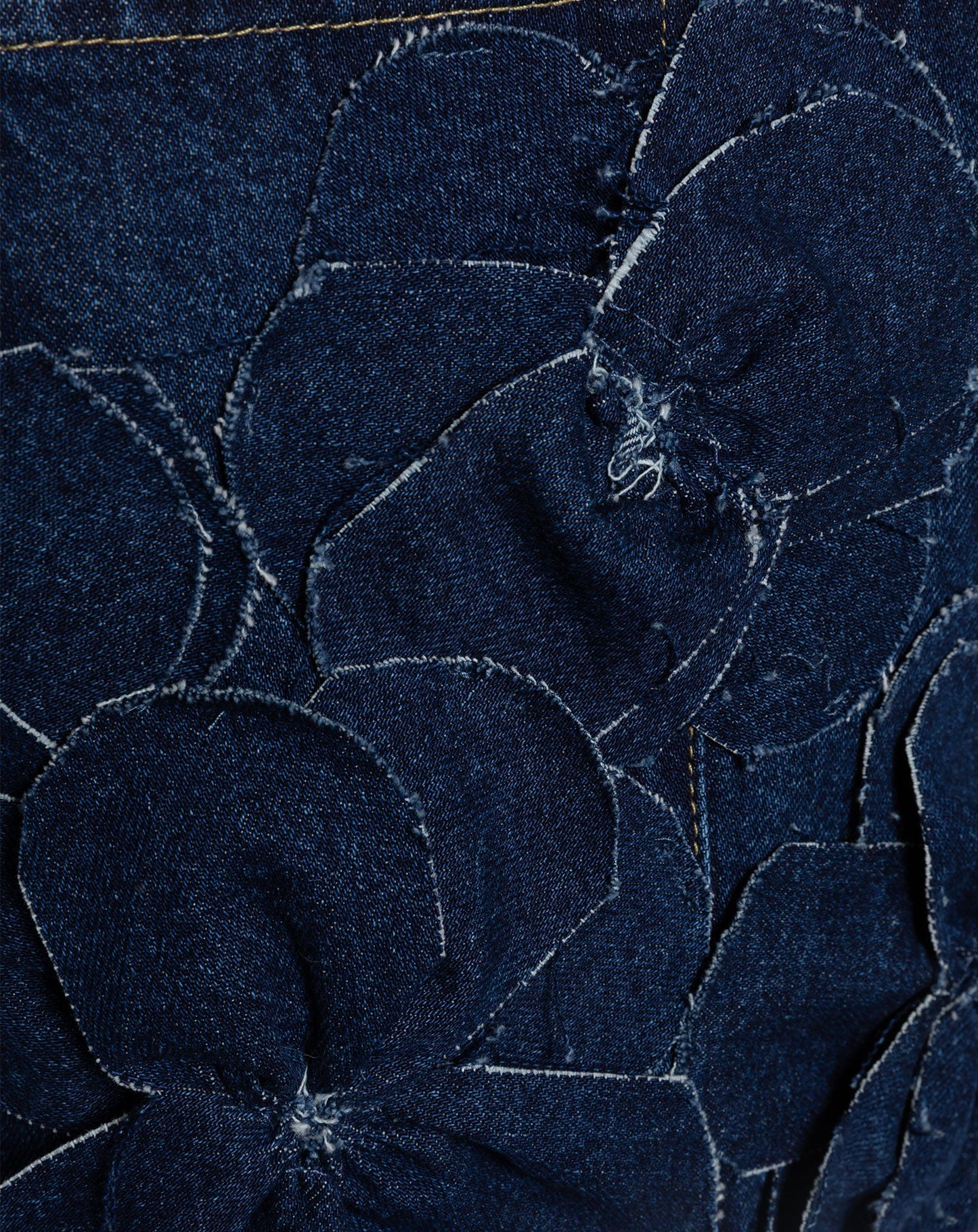 FLOWER DENIM CORSET TOP DONKERBLAUW