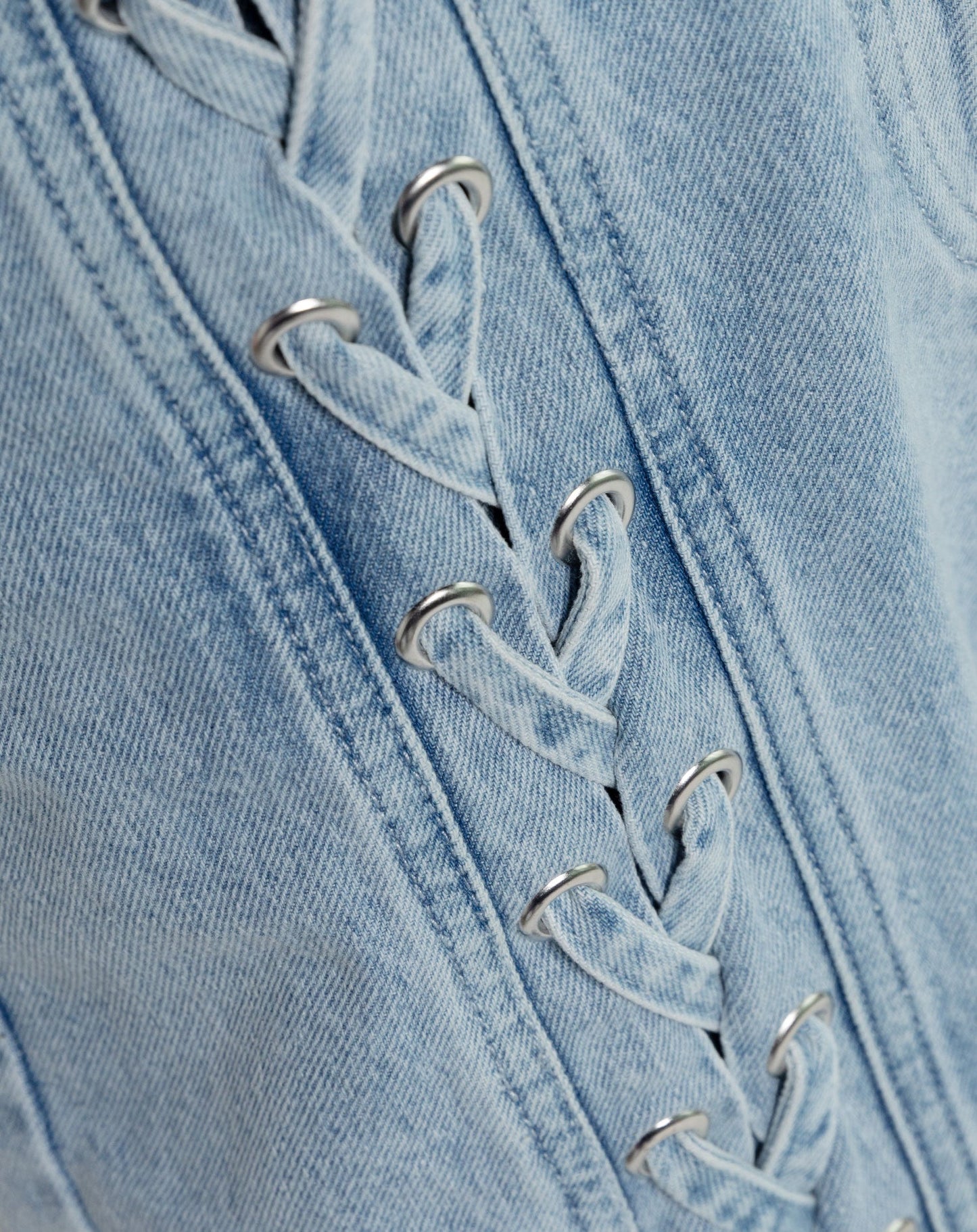 LACE UP JEANS LICHTBLAUW