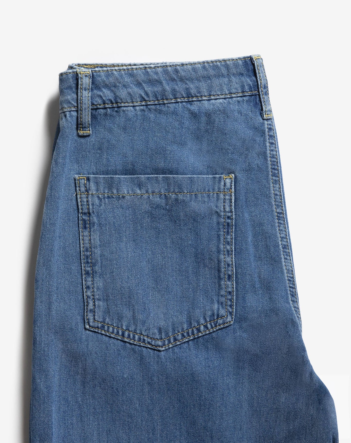 FLOWY DENIM WIDE LEG JEANS MID BLAUW
