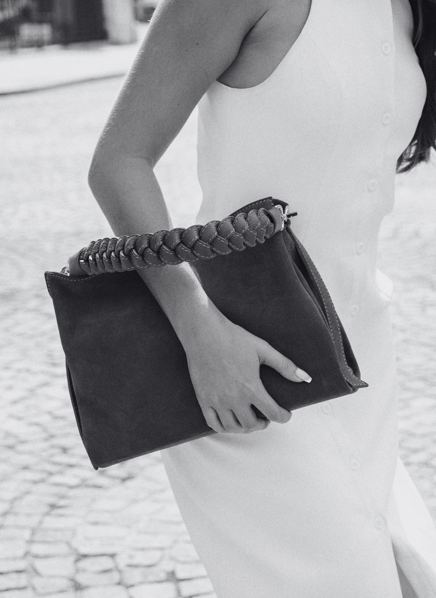 Borsa Braid in Camoscio e Pelle Borgogna