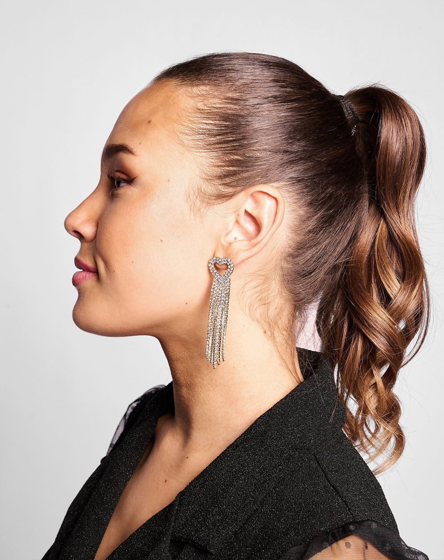 HEART DIAMOND DROP EARRINGS