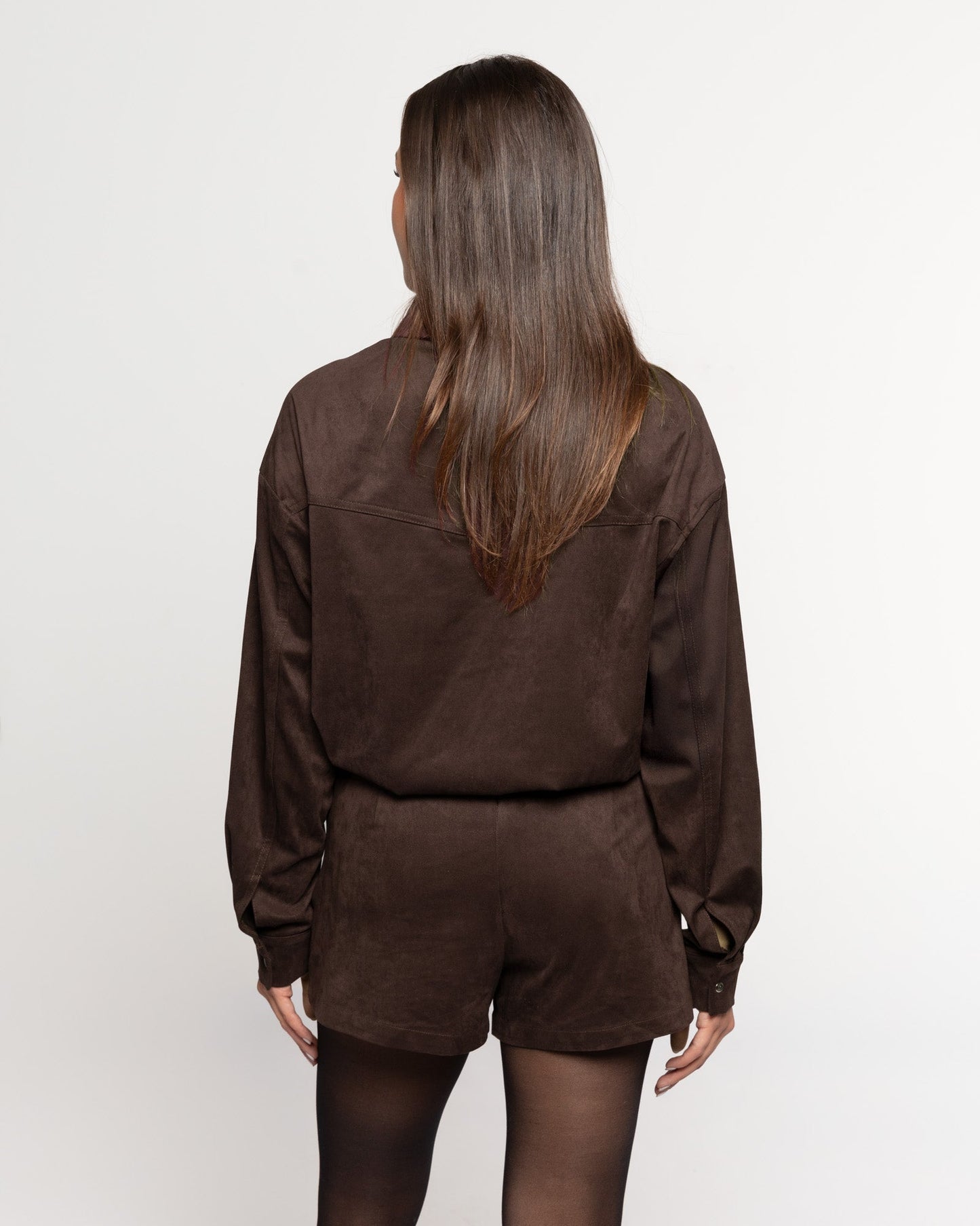 ROWAN SUEDE SHORTS DONKERBRUIN