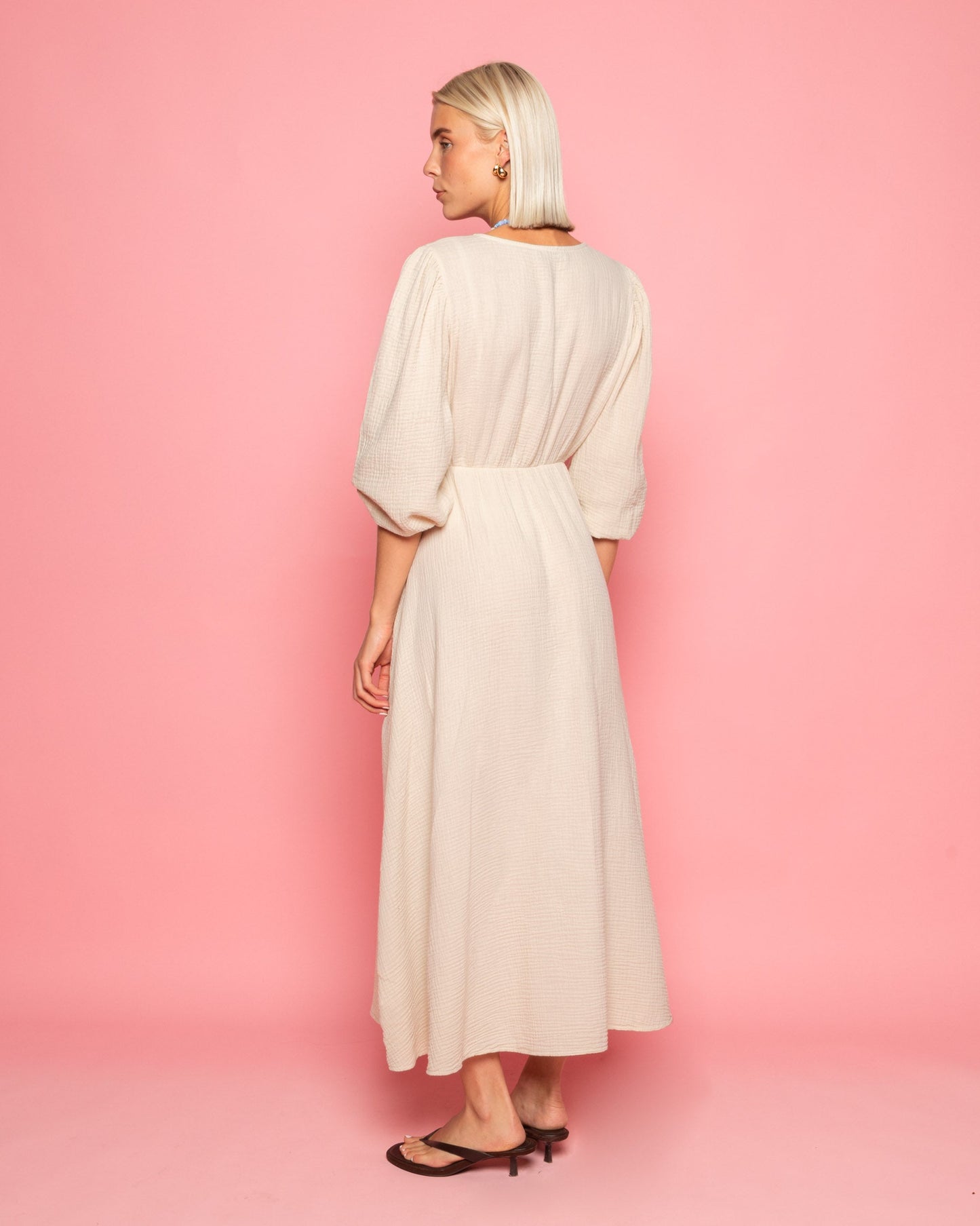 VEERLE MOUSSELINE MAXI DRESS ZAND