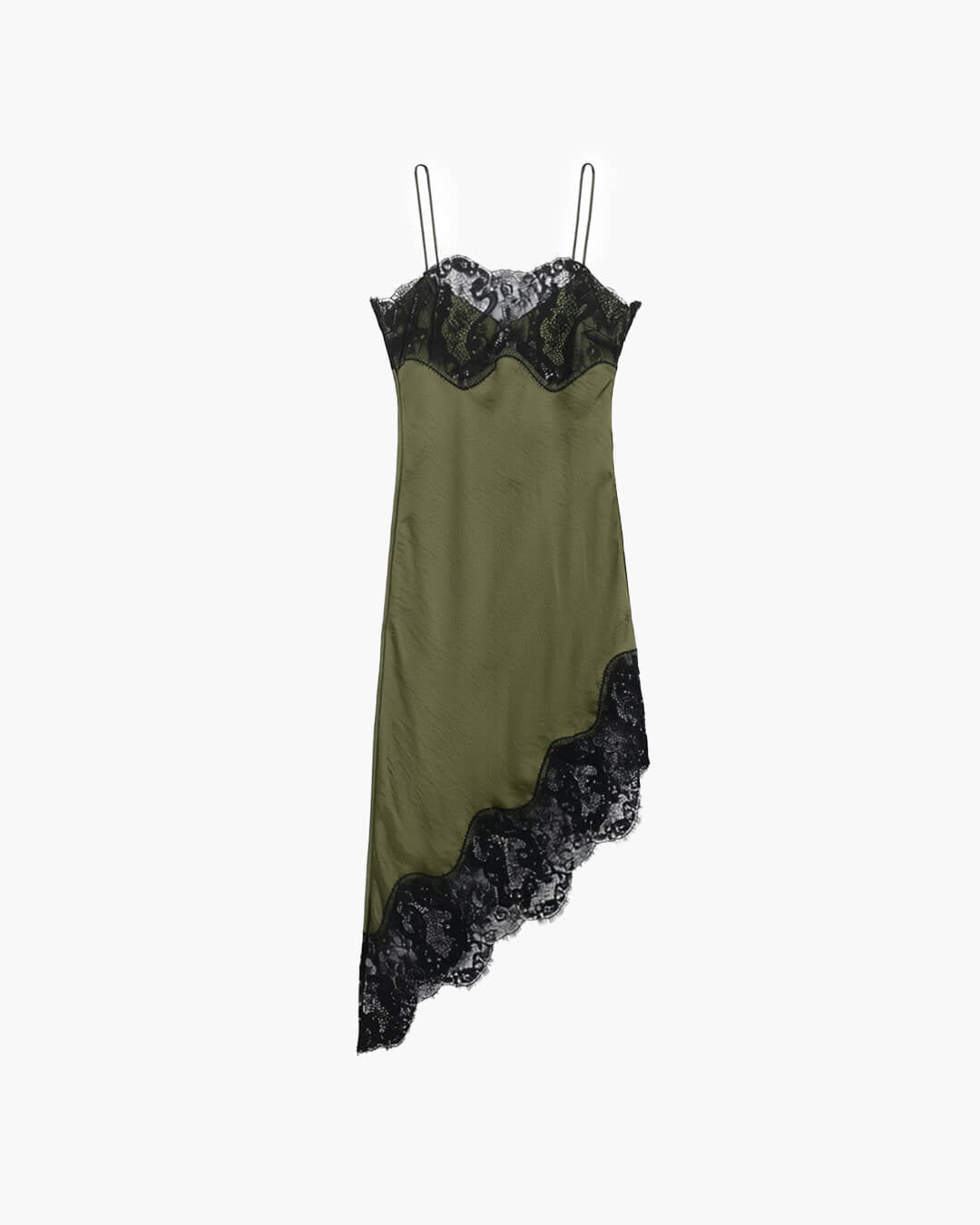 Vestido Jenica de encaje y satén con tirantes