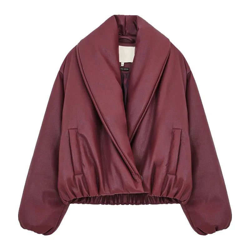 Chaqueta de cuero con solapa Lara