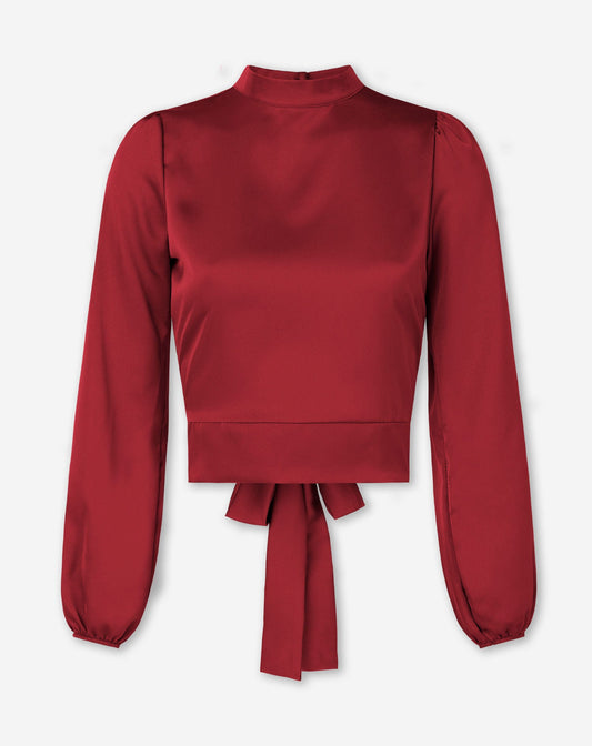 SATIN BOW TOP BORDEAUX