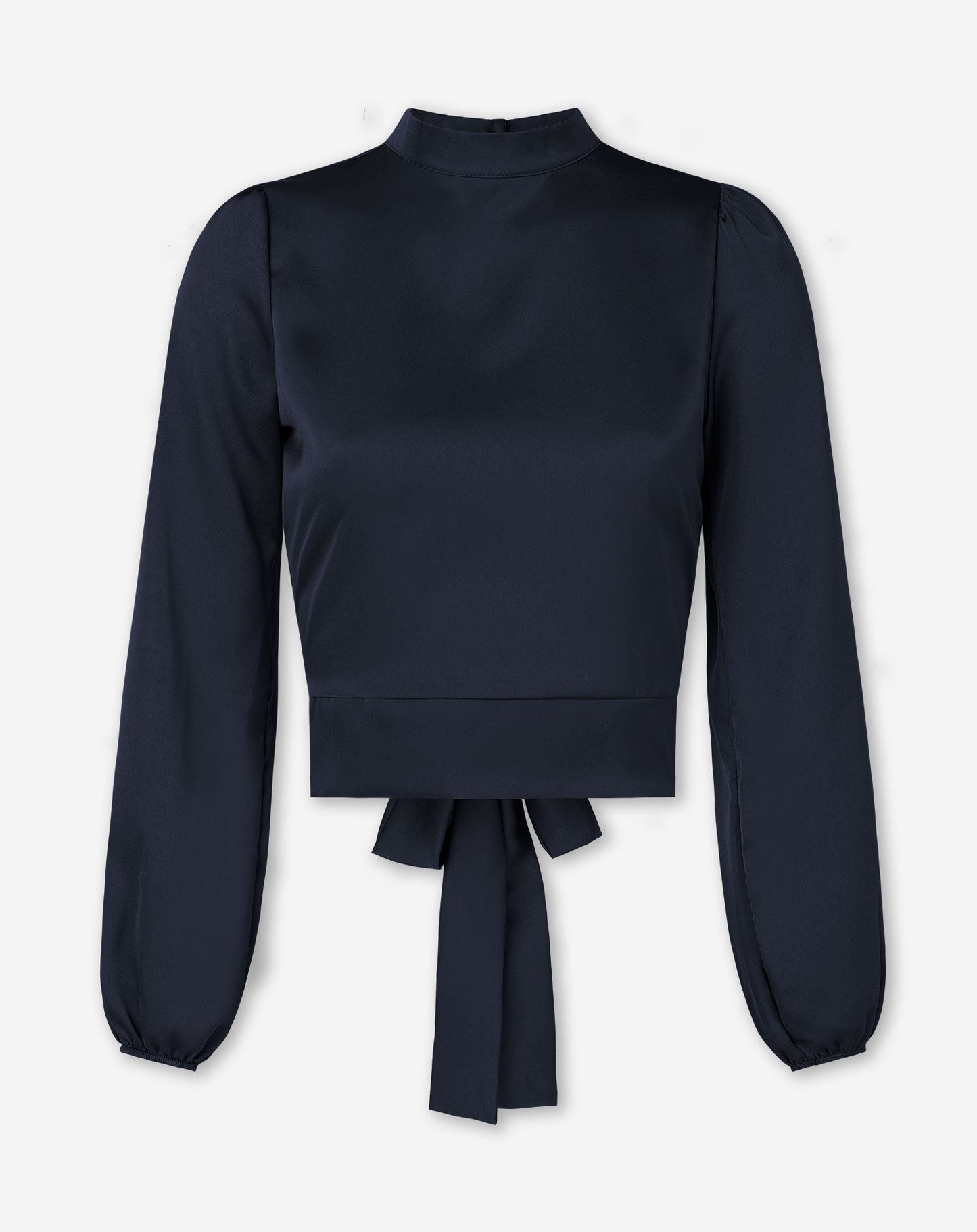 SATIN BOW TOP MARINEBLAUW