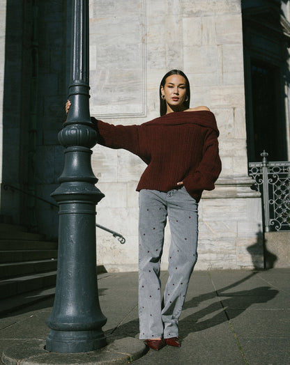 YARA OFF SHOULDER KNIT BURGUNDY