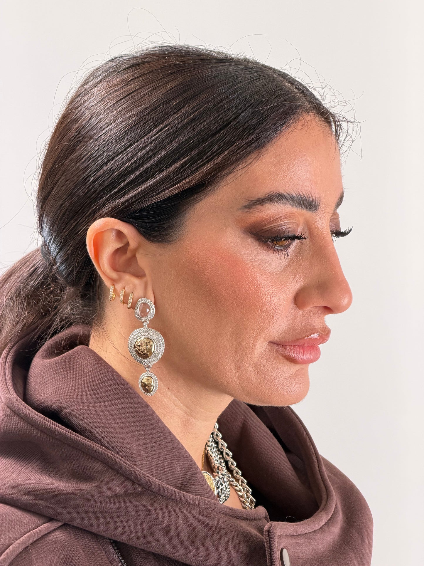 Orecchini pendente oro e argento
