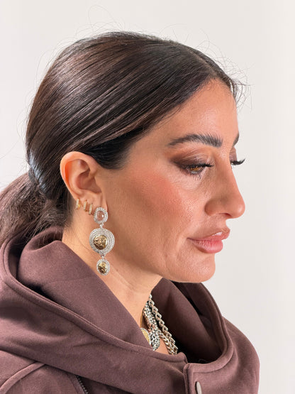 Orecchini pendente oro e argento