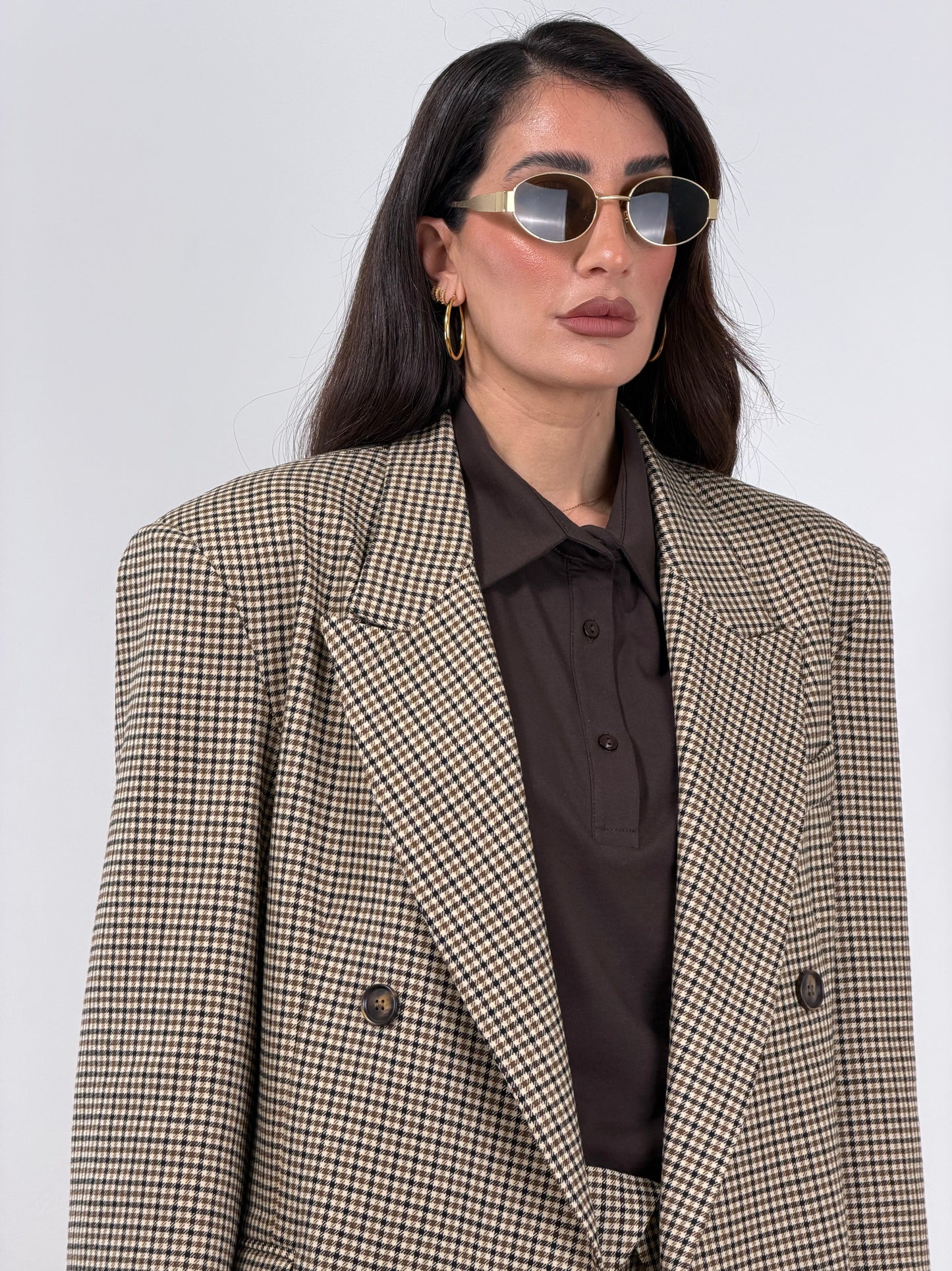 Blazer quadri beige Lumina 260067