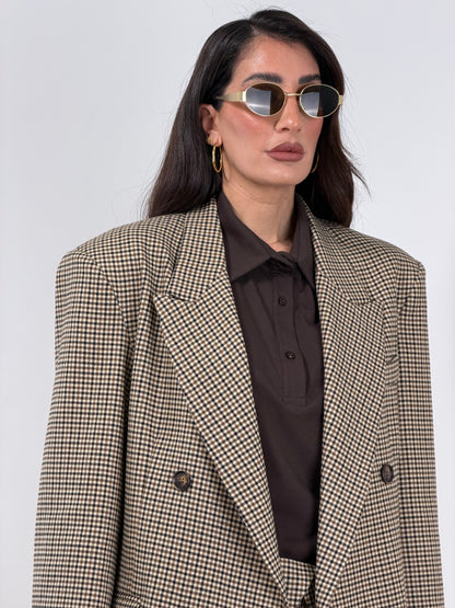 Blazer quadri beige Lumina 260067