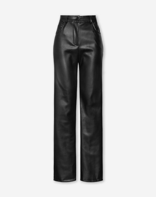 Pantalón straight de cuero