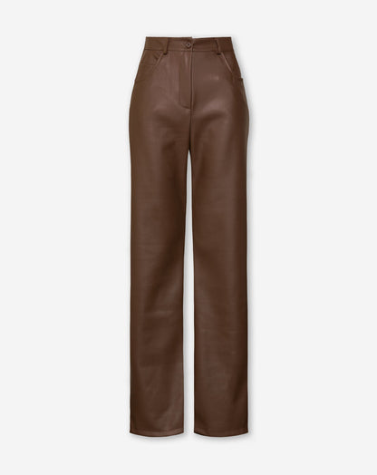 LEATHER STRAIGHT LEG PANTS BRUIN