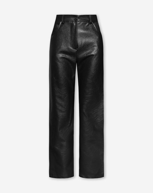 LIQUID LEATHER STRAIGHT LEG PANTS TALL ZWART