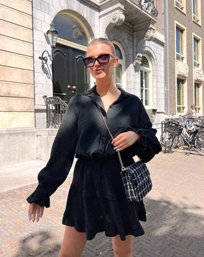 LUCIE MOUSSELINE BLOUSE ZWART