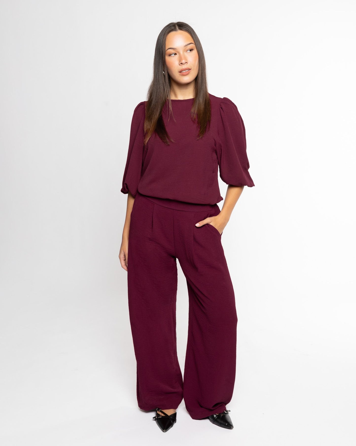 JULIE PANTALON TALL BURGUNDY