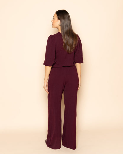 JULIE PANTALON TALL DONKER BURGUNDY