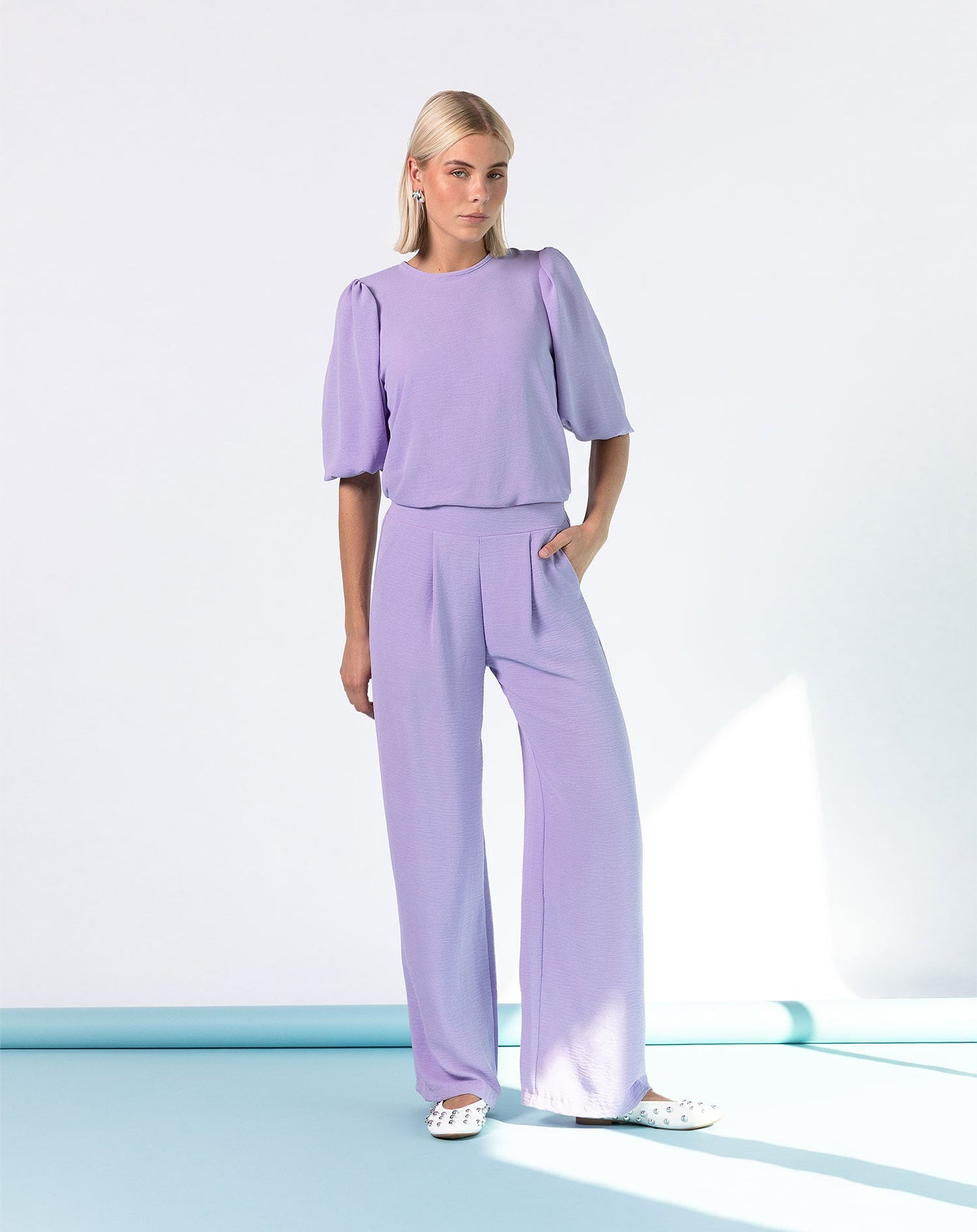 JULIE PUFF SLEEVE TOP LILA