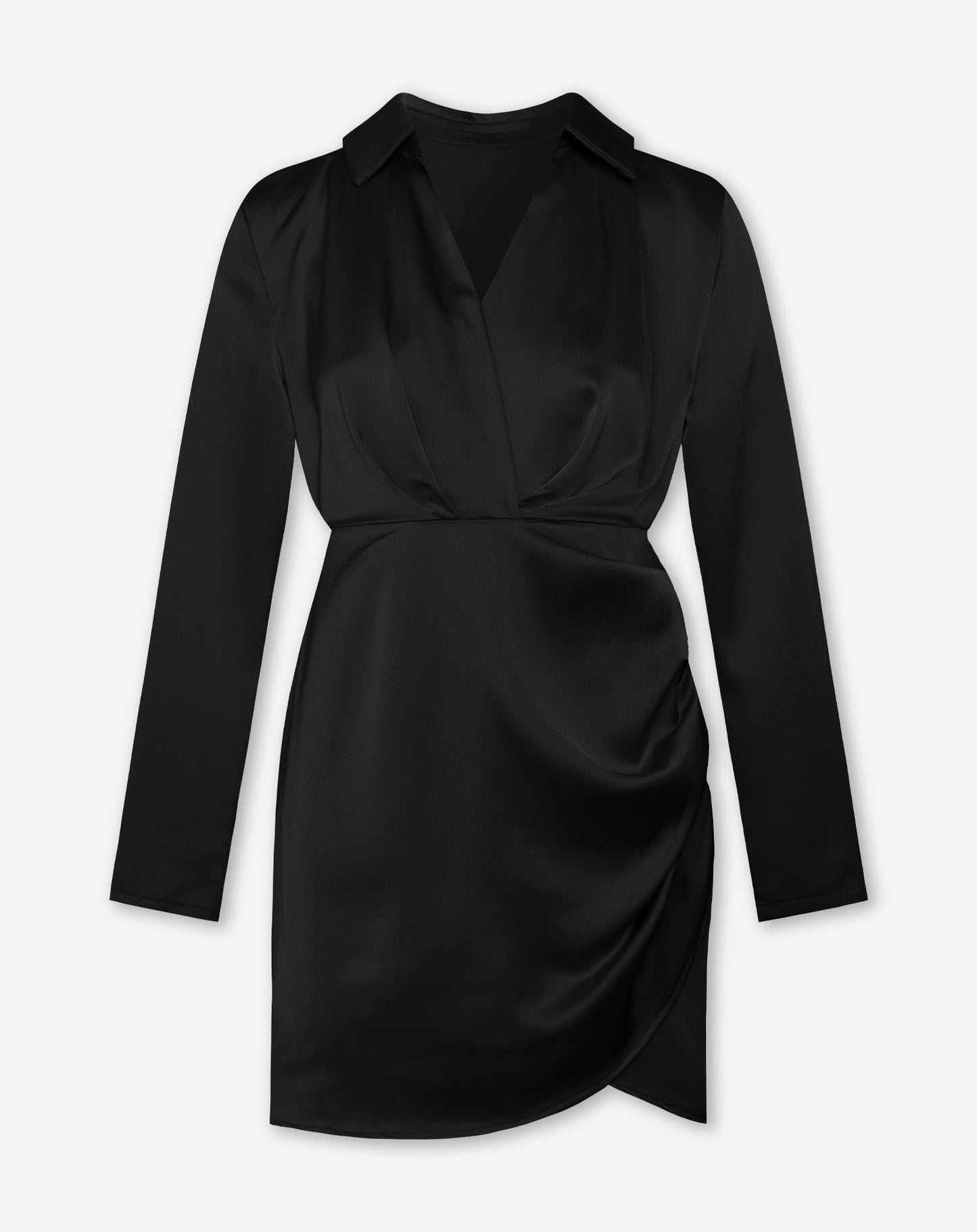 XELLY SATIN DRESS ZWART