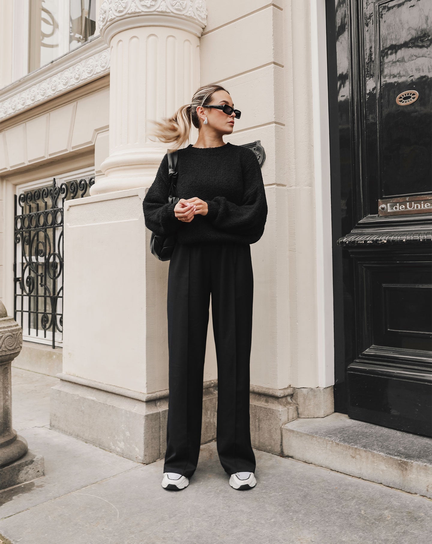 PINTUCK STRAIGHT LEG PANTALON TALL ZWART