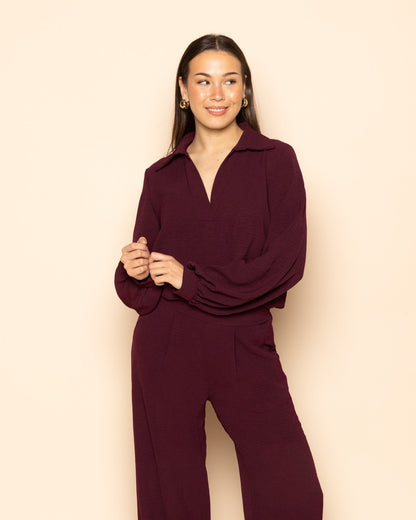JULIE TOP DONKER BURGUNDY