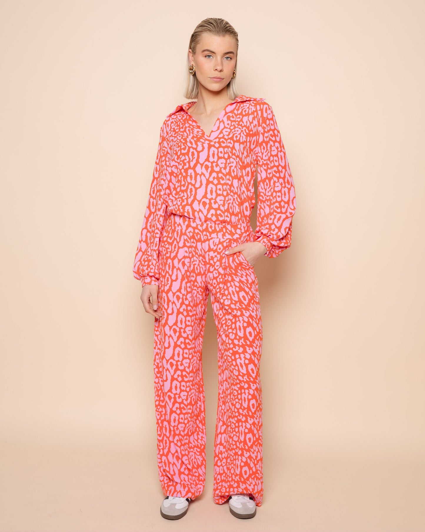 JULIE LEOPARD PANTALON PETITE ORANJE