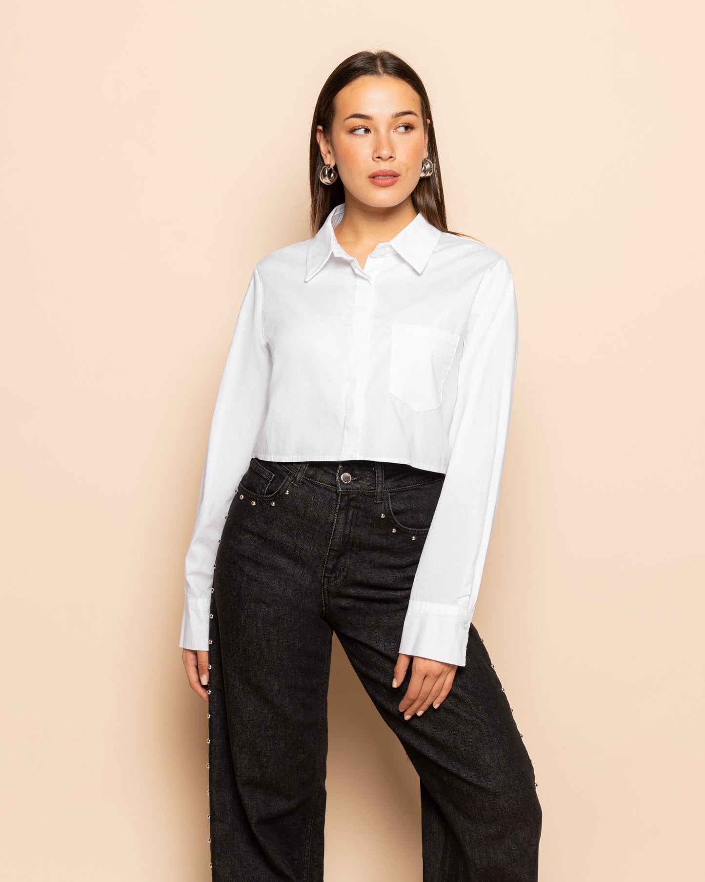 POPLIN CROPPED BLOUSE WIT