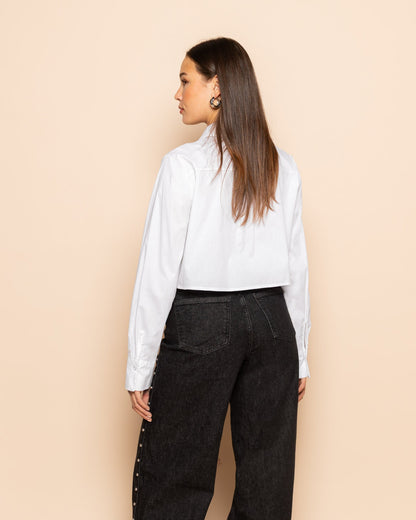 POPLIN CROPPED BLOUSE WIT