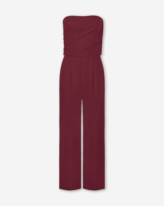 DANIE STRAPLESS JUMPSUIT PETITE BURGUNDY