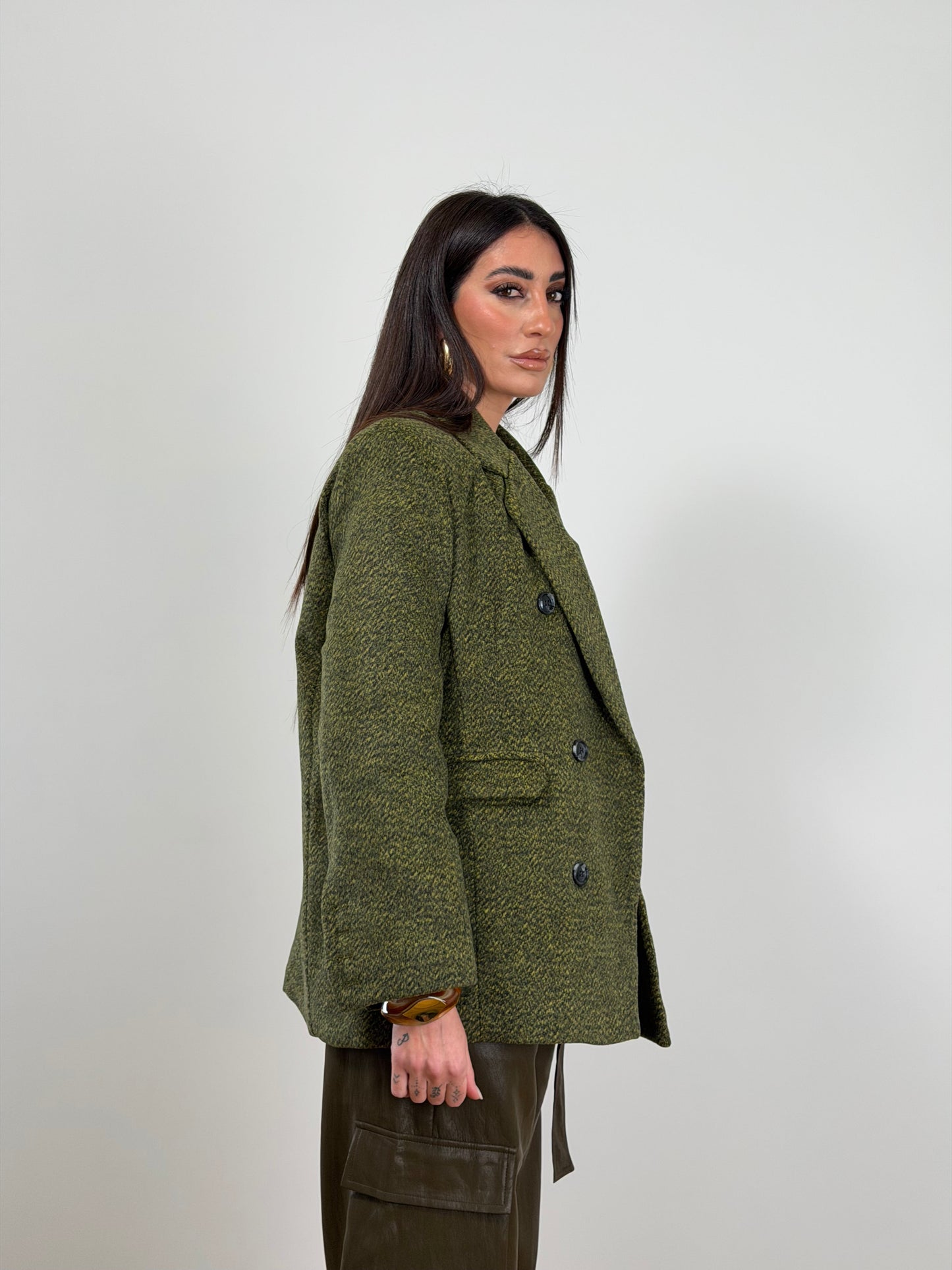 Blazer cappotto imbottito verde 48320