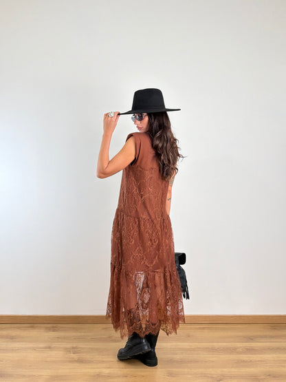 Abito Gipsy chic mattone 3340