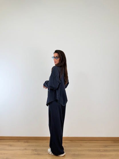 Coordinato blu gessato 25003