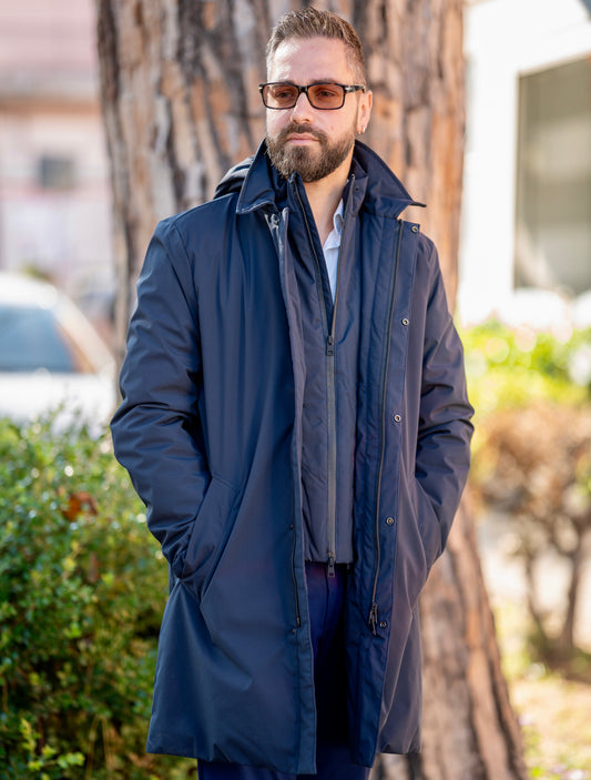 Giacca Impermeabile Uomo Blu Navy