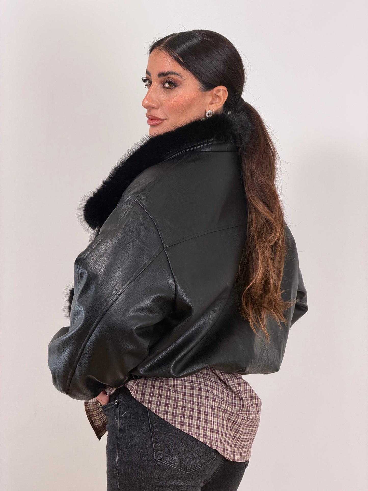 Bomber ecopelle nero imbottito12082