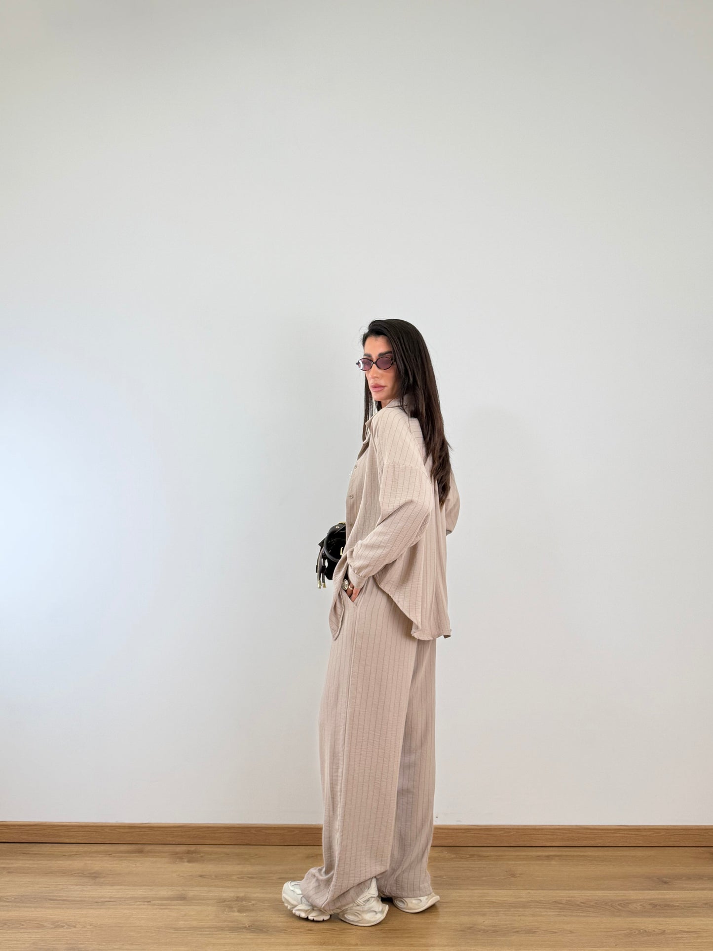 Coordinato beige gessato 25003