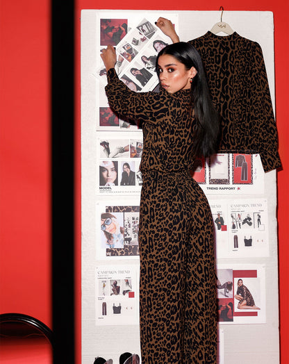 JULIE LEOPARD LONG SLEEVE TOP ZWART