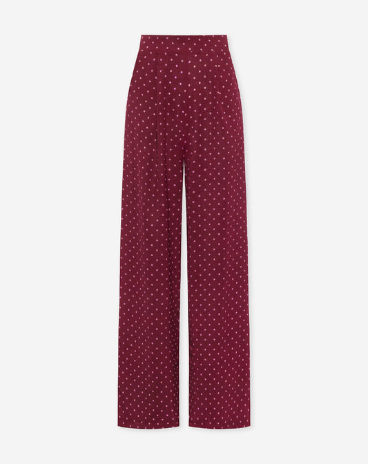 JULIE SMALL DOT PANTALON TALL BURGUNDY
